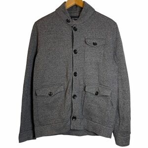 Banana Republic Gray Cotton Knit Sweater Jacket Cardigan Pockets Medium M